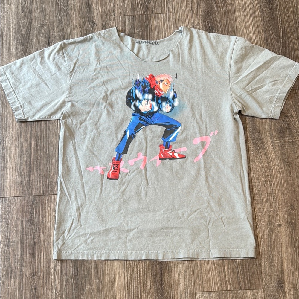 Gray and Red Short Sleeve Tee